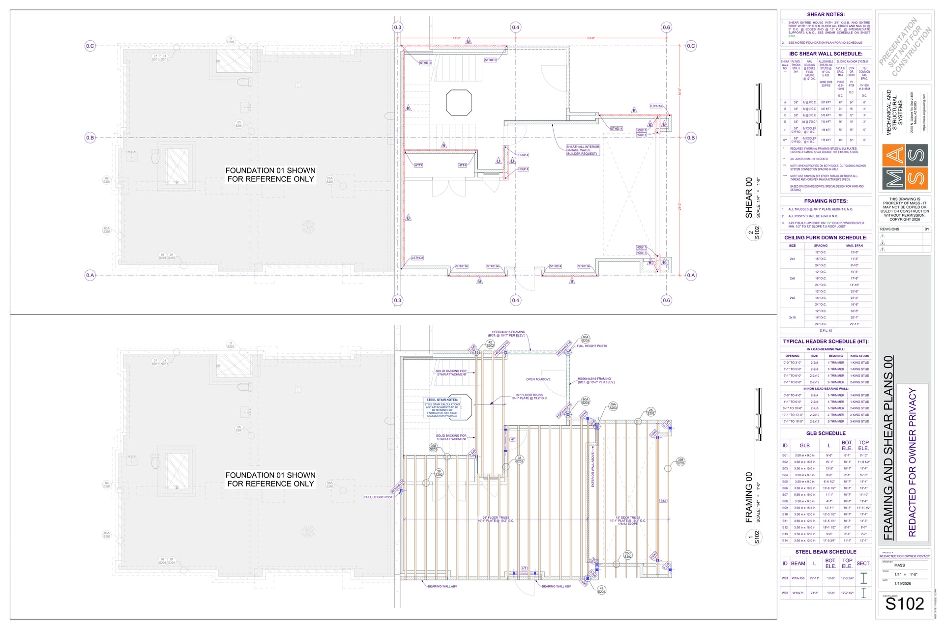 Sample structural sheet — framing