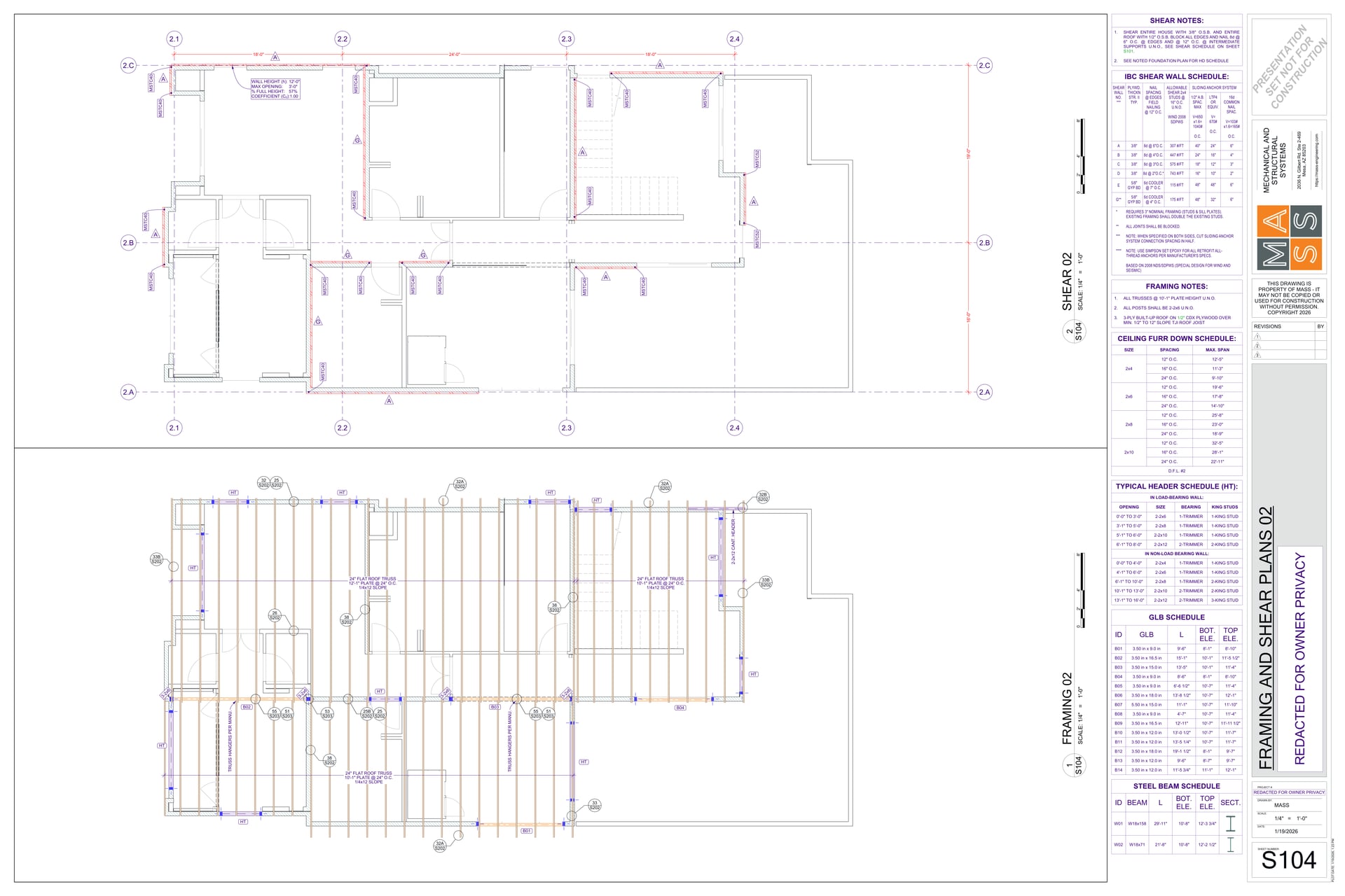 Sample structural sheet — schedules